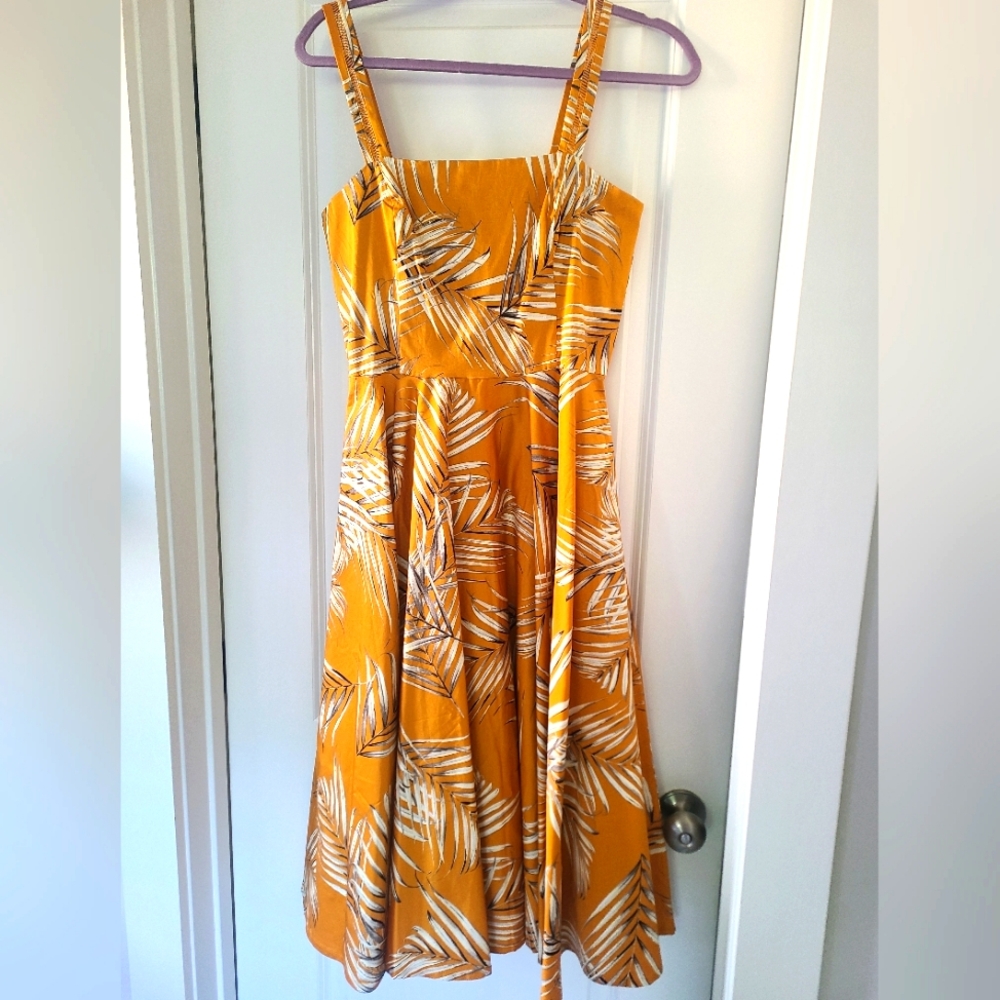 WHBN Sunny Palm Print Fit and Flare Dress